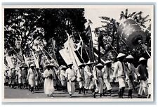 c1920's Parade Musical Instruments Flags Java Indonesia RPPC Photo Postcard picture