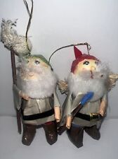 Vintage Paper Mache Woodsman Knome Christmas Ornament/ Decoration Pair picture