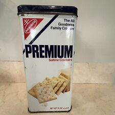 Vintage 1978 Nabisco Premium Saltine Cracker Tin Container Dark Blue Lid picture
