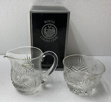 New Wedgwood Royal Collection Crystal Creamer & Sugar Bowl Majesty Pattern NOS picture
