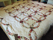 COTTON Double Wedding Ring Quilt Multi Color Floral Coverlet bedspread Full/Quee picture