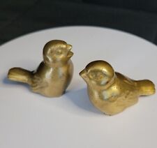 Vintage Pair Of Brass Songbirds Sparrows picture