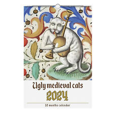 Weird Medieval Cats Calendar 2024 | Hangable Yearly Cat Wall Calendar Planner picture