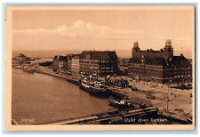 Malmo Sweden Postcard View of the Harbor Steamship c1930's Vintage Unposted picture