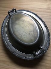 Vintage 1940s Silver Plate Covered Oval Serving Tray Dish w/ Lid 11.5