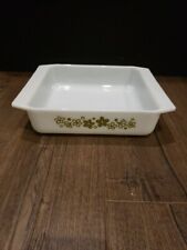 Vintage PYREX Spring Blossom Crazy Daisy Green 922 Baking Dish 8x8x2 picture
