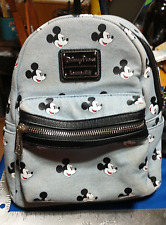 Disney Parks Loungefly Mickey Mouse Denim Blue Mini Backpack 9