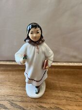 Vintage Lomonosov Porcelain Yakut School Girl With Book And  Flower. Made USSR picture