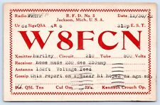 QSL CB Ham Radio Card W8FCN Jackson Michigan Jackson County MI 1933 Card picture
