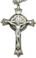 MRT Solid LARGE Sterling Silver Ornate Mens Crucifix Cross 1 3/4