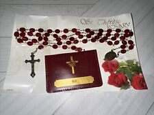 VTg St Therese Rosary Crucifix Red Flat Beads Soft Plastic Case picture