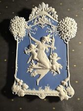 Vintage Neoclassical Blue/White  Rare Jasperware Plaque Cupid  Woman 7