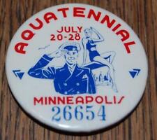 VINTAGE C. 1940 MINNEAPOLIS MN. AQUATENNIAL #26654 WATER FAIR PINBACK PIN BADGE picture