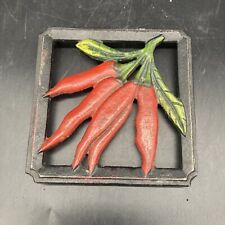 VTG Giftco chili peppers black iron trivet picture