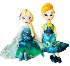 Disney Store Frozen Fever Princess Anna & Elsa Plush Toy Doll 18” Stuff Animal picture