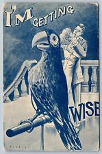 SCRANTON PA humor comic 1912 I'M GETTING WISE parrot kiss vtg ant Postcard A70 picture