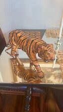 Vintage Leather Wrapped Papper Mache Tiger Figure 15