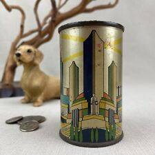 American Can Company Coin Bank Vintage 1934 World's Fair Art Deco Chicago Litho picture