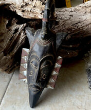 Vintage Small African Tribal Hand Carved & Painted Senufo Kalao Bird Mask picture