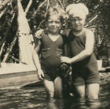 BEST FRIENDS, VINTAGE BATHING SUITS, LAKE BOAT, C.1920'S PHOTO  picture