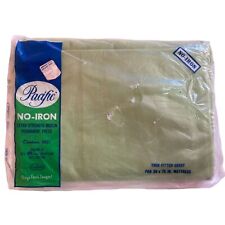 Vintage NOS Pacific No-Iron Muslin Twin Flat Sheet Green picture
