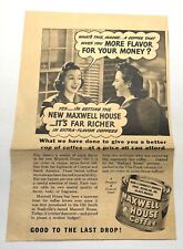 Maxwell House Coffee Print Ad 40s More Flavor for Your Money Ephemera picture