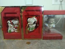 Set of 3 Lenox China Ornaments in Boxes Snoopy and Snowman picture