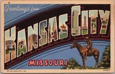 KANSAS CITY Missouri Large Letter Postcard Multi-View Curteich Linen 1941 Unused picture