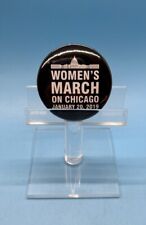 January 20, 2019 Women’s March On Chicago Political Pin Button Black White picture