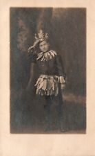 Postcard Young Boy with Colorful Feathers and Hat Portrait Real Photo RPPC picture