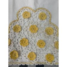 Vintage Embroidered Kitchen Towel Ivory Cream Floral Yellow Flowers picture
