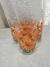 Vintage Cera Daylily Orange Lily set of 4 flower glasses 4 3/4