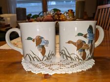 Otagiri-Style Mallard Duck Stoneware Coffee Mugs Vintage lot of 2 picture