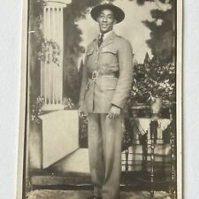 Vintage RPPC Real Photograph Postcard Handsome Black African American Military picture
