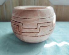 Handmade Southwest Rustic Sunset Ceramic Small Pot Bowl Blush Blanco 4 Inch picture