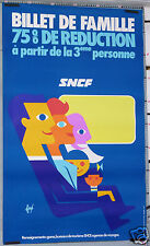 OLD POSTER 1972 SNCF 75% FAMILY REDUCTION BANKNOTE   picture