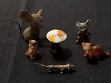 Lot of 6 Vintage Mixed Miniature Animals Figurines Mushroom Owl Mice  picture