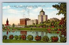 Milwaukee WI-Wisconsin, NW Depot, Elks Club, Cudahy Tower Vintage c1951 Postcard picture