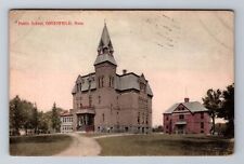 Greenfield MA-Massachusetts, Public School, Antique Vintage c1909 Postcard picture