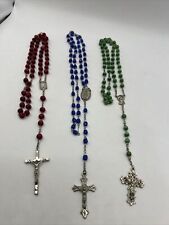 3 VTG Rosaries ROSARY PRAYER BEADS Crucifix JESUS picture