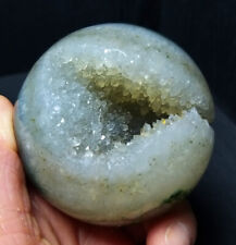 TOP 342G Natural Polished Geode Blue Agate Stone Sphere Madagascar YWD533 picture