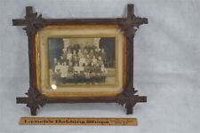  frame oak leaf wood tramp art school class photo 9 x 11 antique 1890/1910 picture