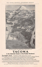 antique 1906 birdseye view TACOMA WA Pierce County Washington Commencement Bay picture