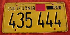 1956 California License Plate Black Characters on Yellow Background 435-444 picture