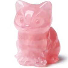 Cat Gifts Decor Rose Quartz Cat Crystal Figurines Gifts for Women Lucky Cute picture