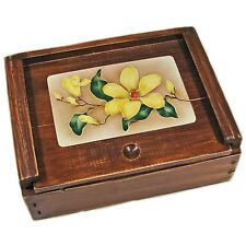 Decorative Dark Wood Trinket Box With Sliding Panel picture
