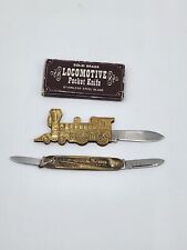 Locomotive Train Folding Pocket Knifes Brass Stainless Lot Of 2 picture