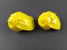 Vintage Yellow Sea Shell Ceramic Salt And Pepper Shakers Set Shells picture