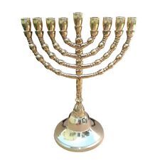 Hanukkah Menorah Brass Copper Chanukah Candle Holder + Candles Box (44 Candles) picture