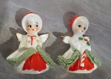 Vintage Napcoware 2 Miniature Angel Musicians Spaghetti Trim Napco Bone China picture